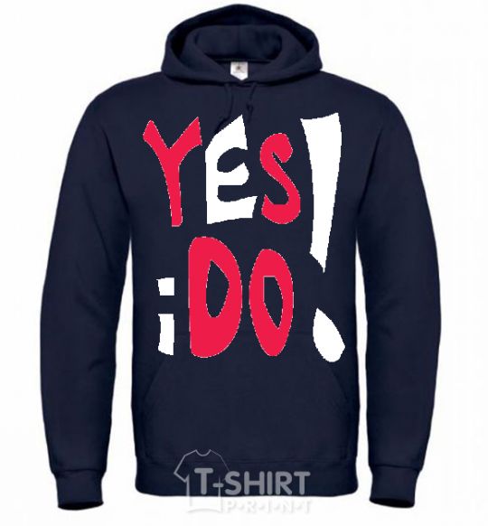 Men`s hoodie YES! I DO! navy-blue фото