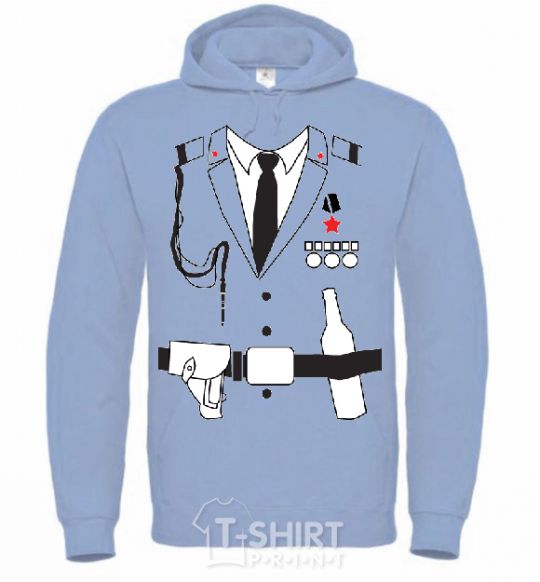 Men`s hoodie FIGHTER'S COSTUME sky-blue фото