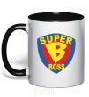 Mug with a colored handle SUPER BOSS black фото