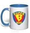 Mug with a colored handle SUPER BOSS royal-blue фото