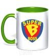 Mug with a colored handle SUPER BOSS kelly-green фото