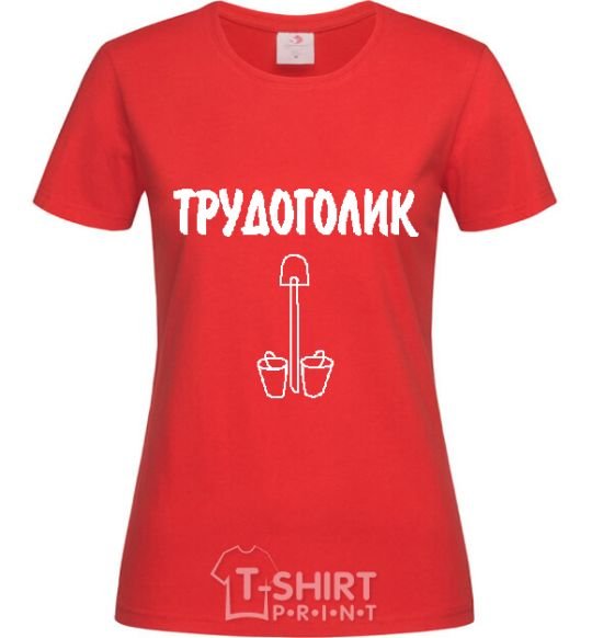 Women's T-shirt WORKER red фото