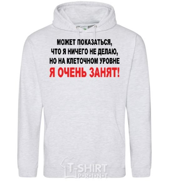 Men`s hoodie I'M VERY BUSY... sport-grey фото