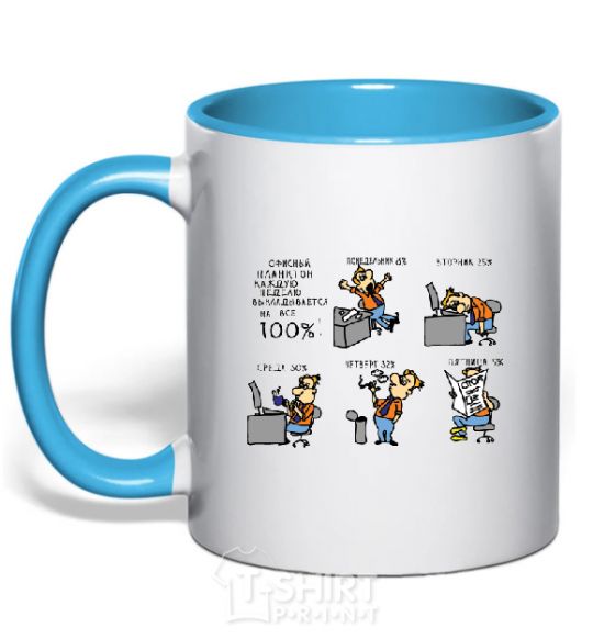 Mug with a colored handle PLANKTON... sky-blue фото