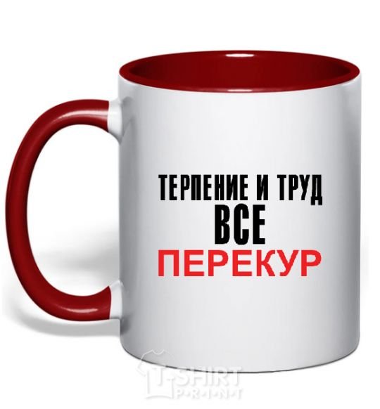 Mug with a colored handle PERECUR red фото