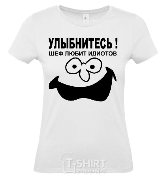 Women's T-shirt SMILE!!! White фото