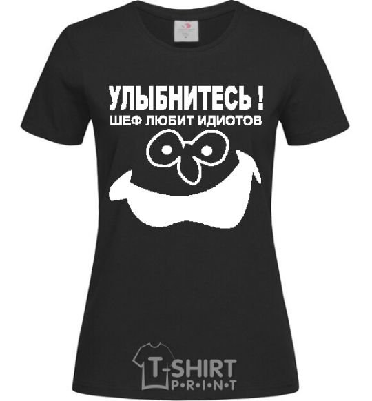 Women's T-shirt SMILE!!! black фото