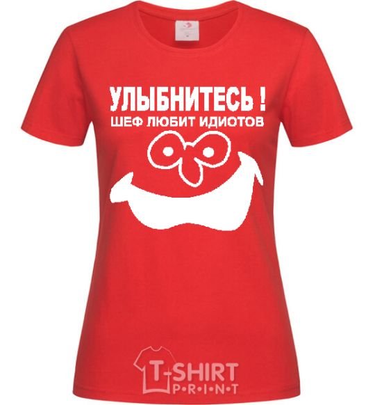 Women's T-shirt SMILE!!! red фото