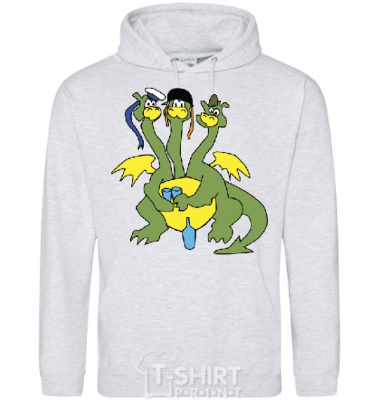 Men`s hoodie 3 headed dragon sport-grey фото