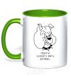 Mug with a colored handle LET'S LIVE TOGETHER kelly-green фото