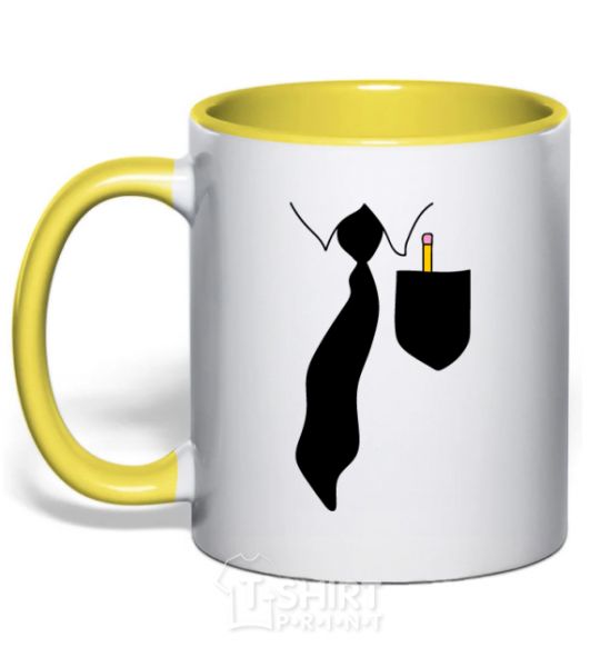 Mug with a colored handle KARMASHEK yellow фото