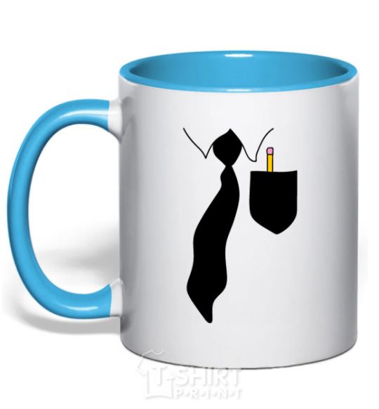 Mug with a colored handle KARMASHEK sky-blue фото