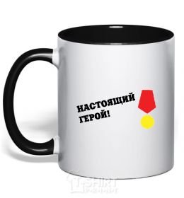 Mug with a colored handle TRUE HERO black фото
