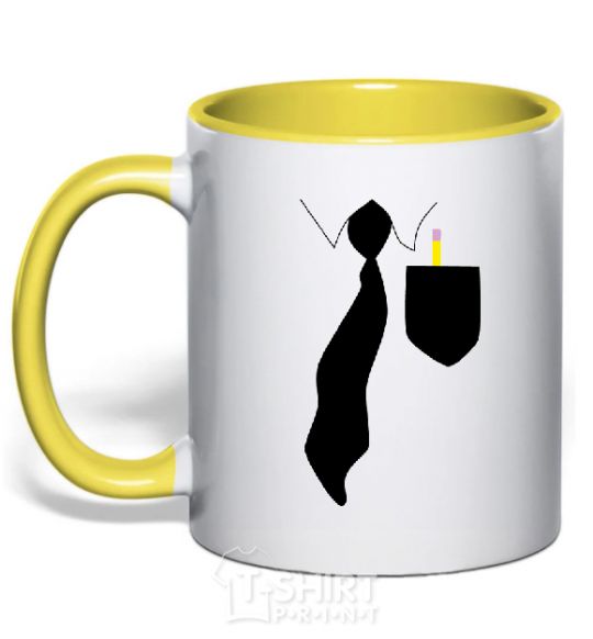 Mug with a colored handle Pocket yellow фото