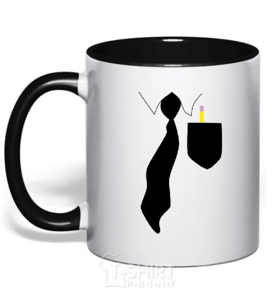Mug with a colored handle Pocket black фото