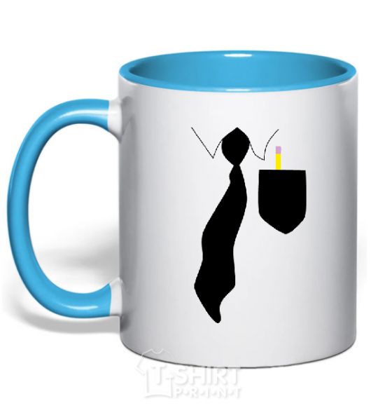 Mug with a colored handle Pocket sky-blue фото