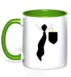 Mug with a colored handle Pocket kelly-green фото