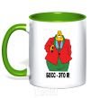 Mug with a colored handle BOSS IS ME (Picture) kelly-green фото