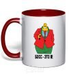 Mug with a colored handle BOSS IS ME (Picture) red фото