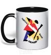 Mug with a colored handle WORK HARD! black фото