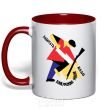 Mug with a colored handle WORK HARD! red фото