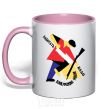 Mug with a colored handle WORK HARD! light-pink фото