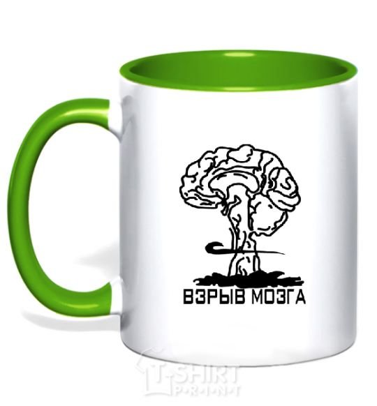 Mug with a colored handle BRAIN EXPLOSION kelly-green фото