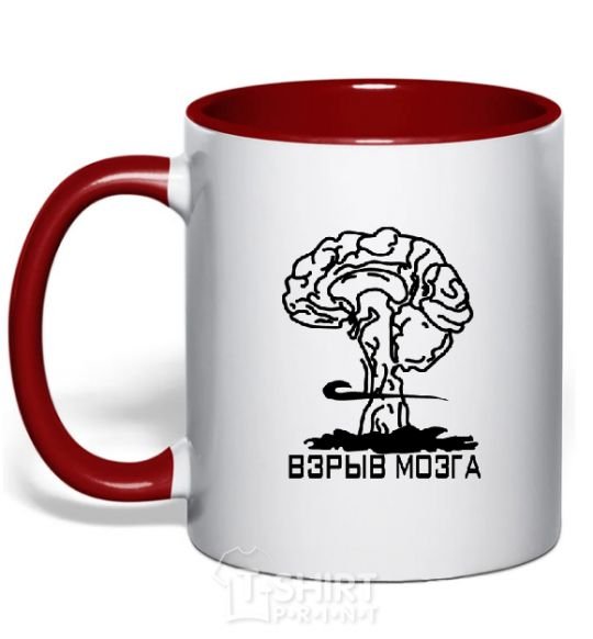 Mug with a colored handle BRAIN EXPLOSION red фото