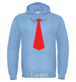 Men`s hoodie Red tie sky-blue фото