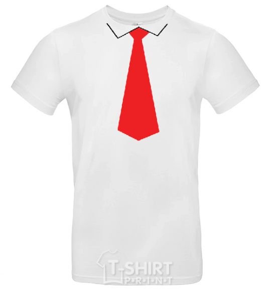 Men's T-Shirt Red tie White фото