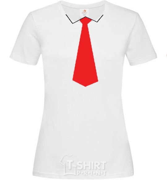 Women's T-shirt Red tie White фото
