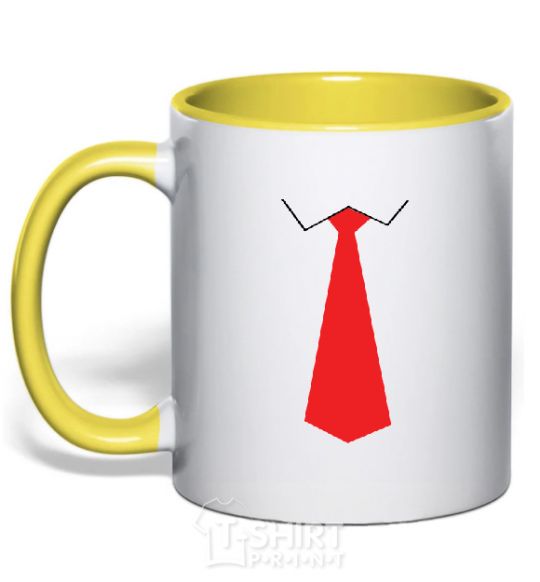 Mug with a colored handle Red tie yellow фото