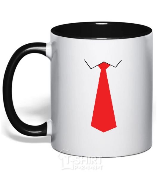 Mug with a colored handle Red tie black фото