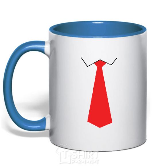 Mug with a colored handle Red tie royal-blue фото