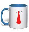 Mug with a colored handle Red tie royal-blue фото