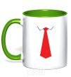 Mug with a colored handle Red tie kelly-green фото