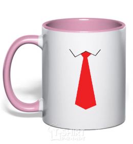 Mug with a colored handle Red tie light-pink фото