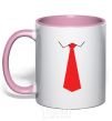 Mug with a colored handle Red tie light-pink фото
