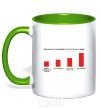 Mug with a colored handle Diagaramma of the distribution of the ability to beat the tambourine kelly-green фото