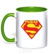 Mug with a colored handle SUPER FISHMAN kelly-green фото
