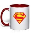 Mug with a colored handle SUPER FISHMAN red фото