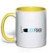Mug with a colored handle LUCKYFISHER yellow фото