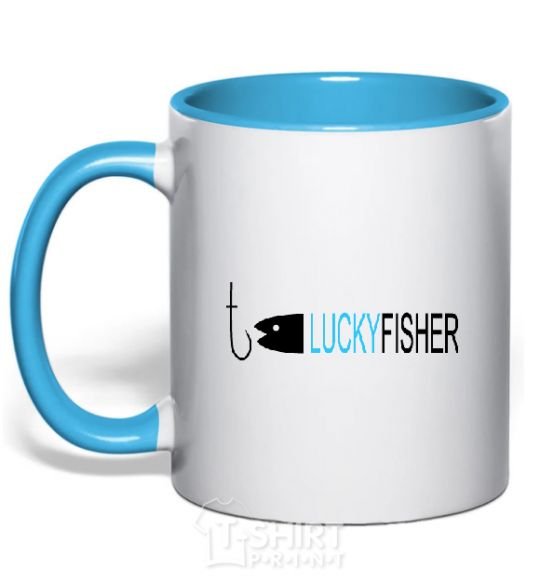 Mug with a colored handle LUCKYFISHER sky-blue фото