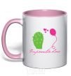 Mug with a colored handle IMPOSSIBLE LOVE light-pink фото