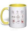 Mug with a colored handle SWEETS yellow фото