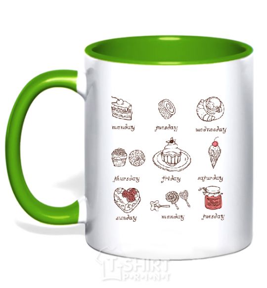 Mug with a colored handle SWEETS kelly-green фото