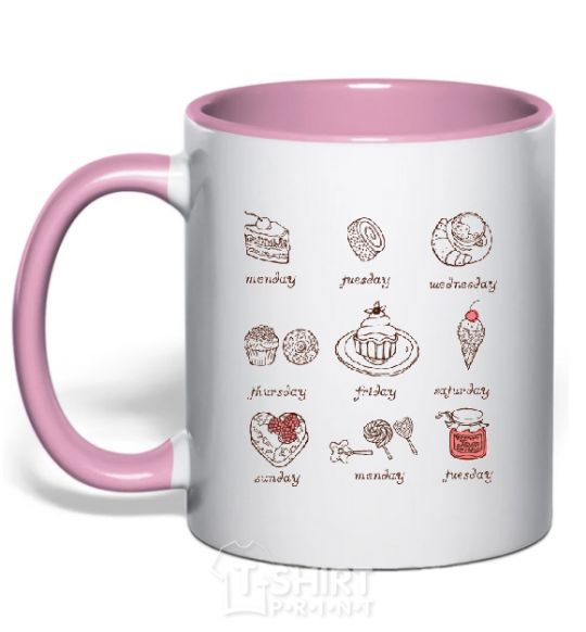 Mug with a colored handle SWEETS light-pink фото