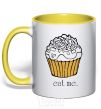 Mug with a colored handle EAT ME (Muffin) yellow фото