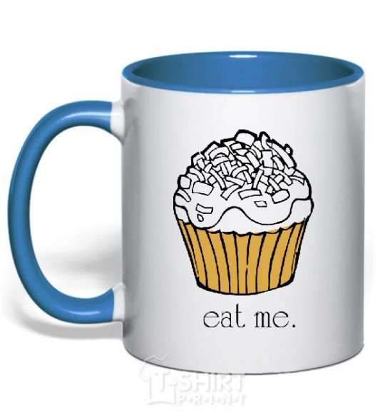 Mug with a colored handle EAT ME (Muffin) royal-blue фото