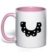 Mug with a colored handle Collar light-pink фото